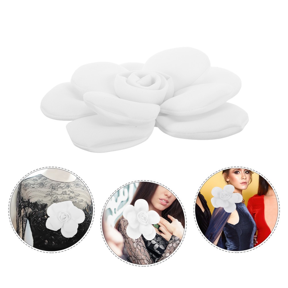 Fabric Three-dimensional Flowers Camellia for Craft Chunky Hair Clip