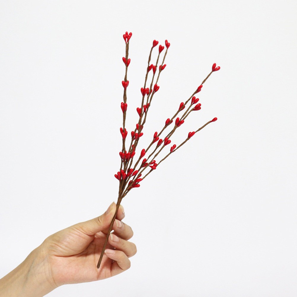 5pcs Orange Berry Christmas Christmas Berry Picks Artificial Red Berry Stems