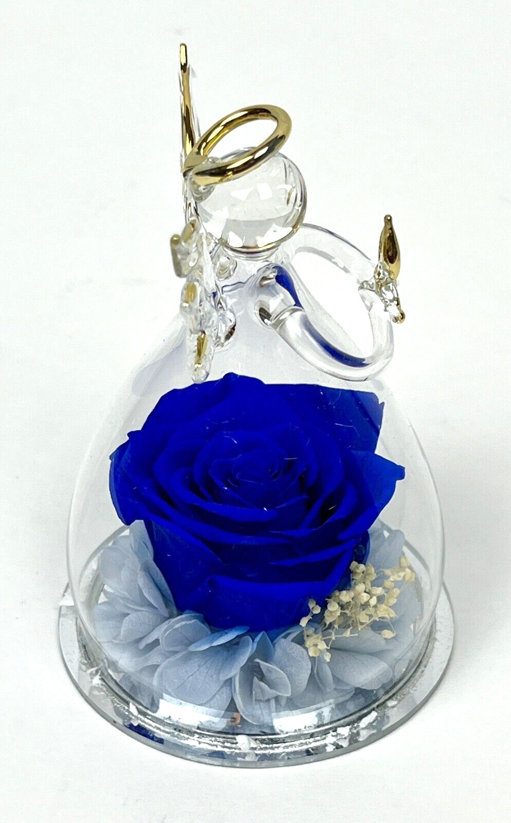 Preserved Flowers Rose in Glass Dome Eternal Rose with Angel Figurines Gifts Box