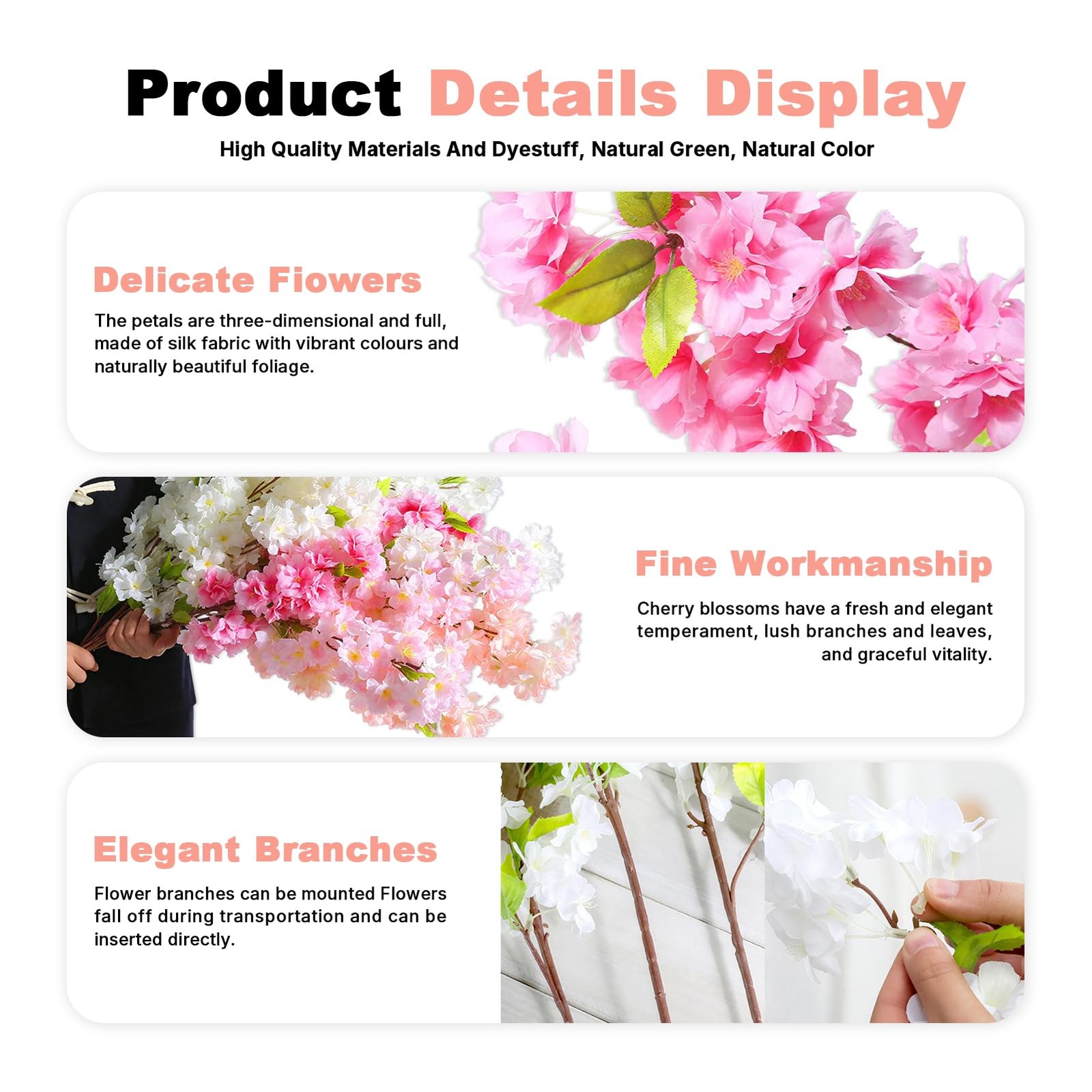 Artificial Cherry Blossom Trees – Fake Flower Background Walls with Simulated…