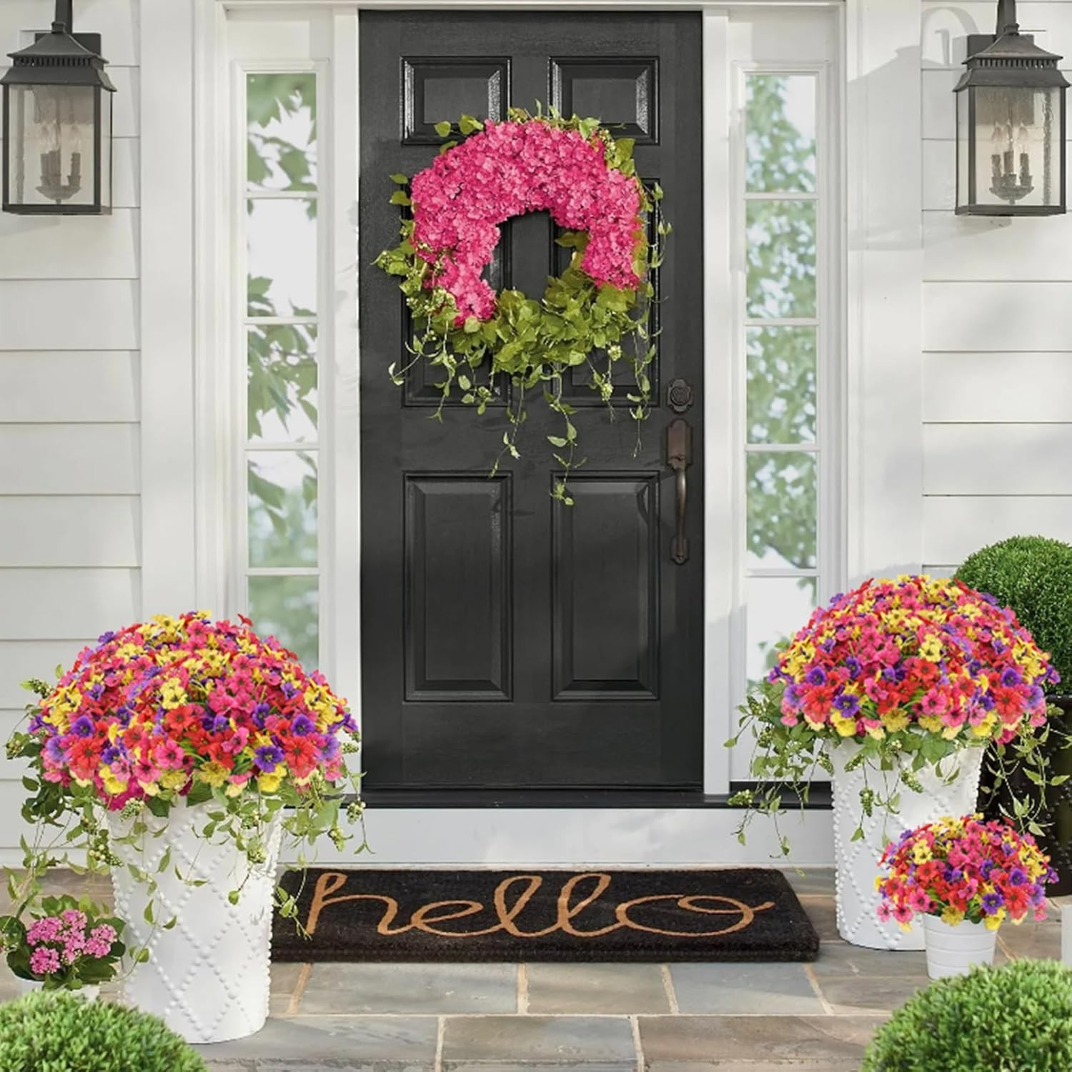 Artificial Flowers for Outdoors 16 Bundles Realistic Faux Plants UV Resistant