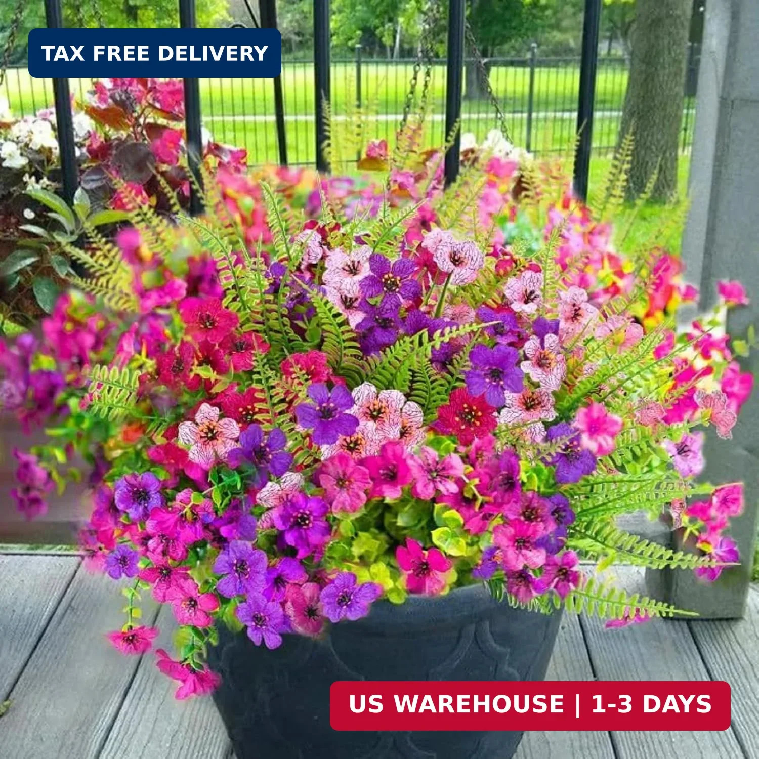 Yastouay 12 Bundles Artificial Flowers for Outdoors, UV Resistant Artificial Out