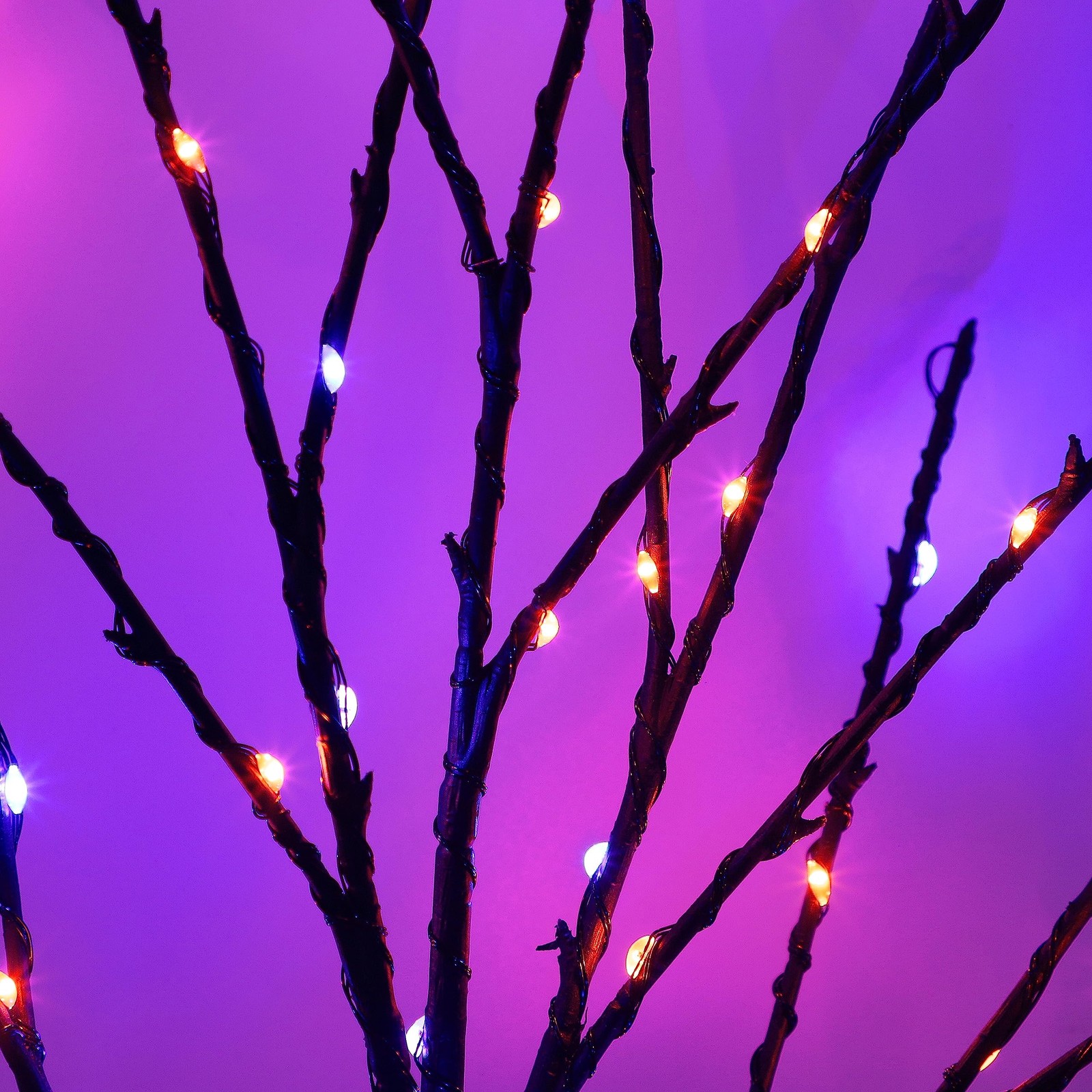 Lighted Halloween Tree Branches, 30IN 100LED Artificial Black Twig Branch wit…