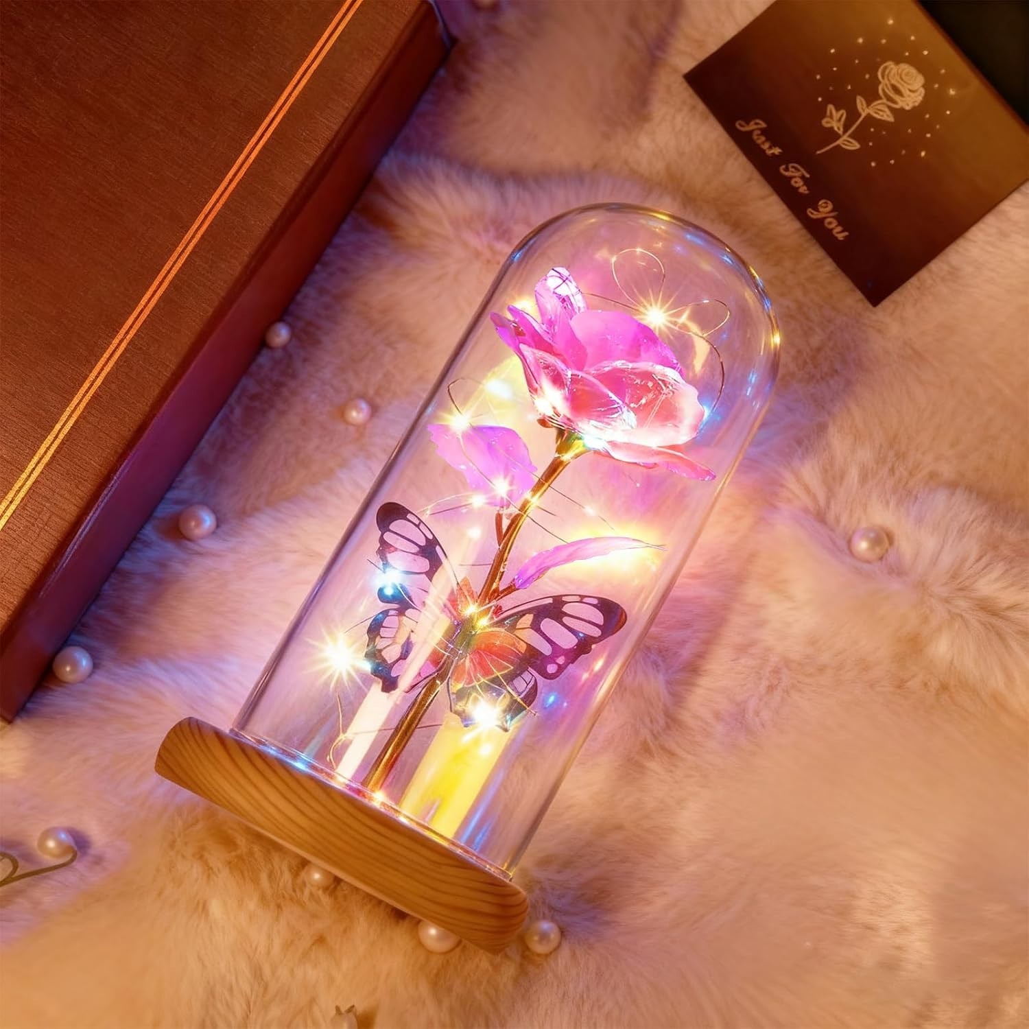 Light Up Glass Rose Dome – Unique Mother’s Day Gift for Women & Grandmothers