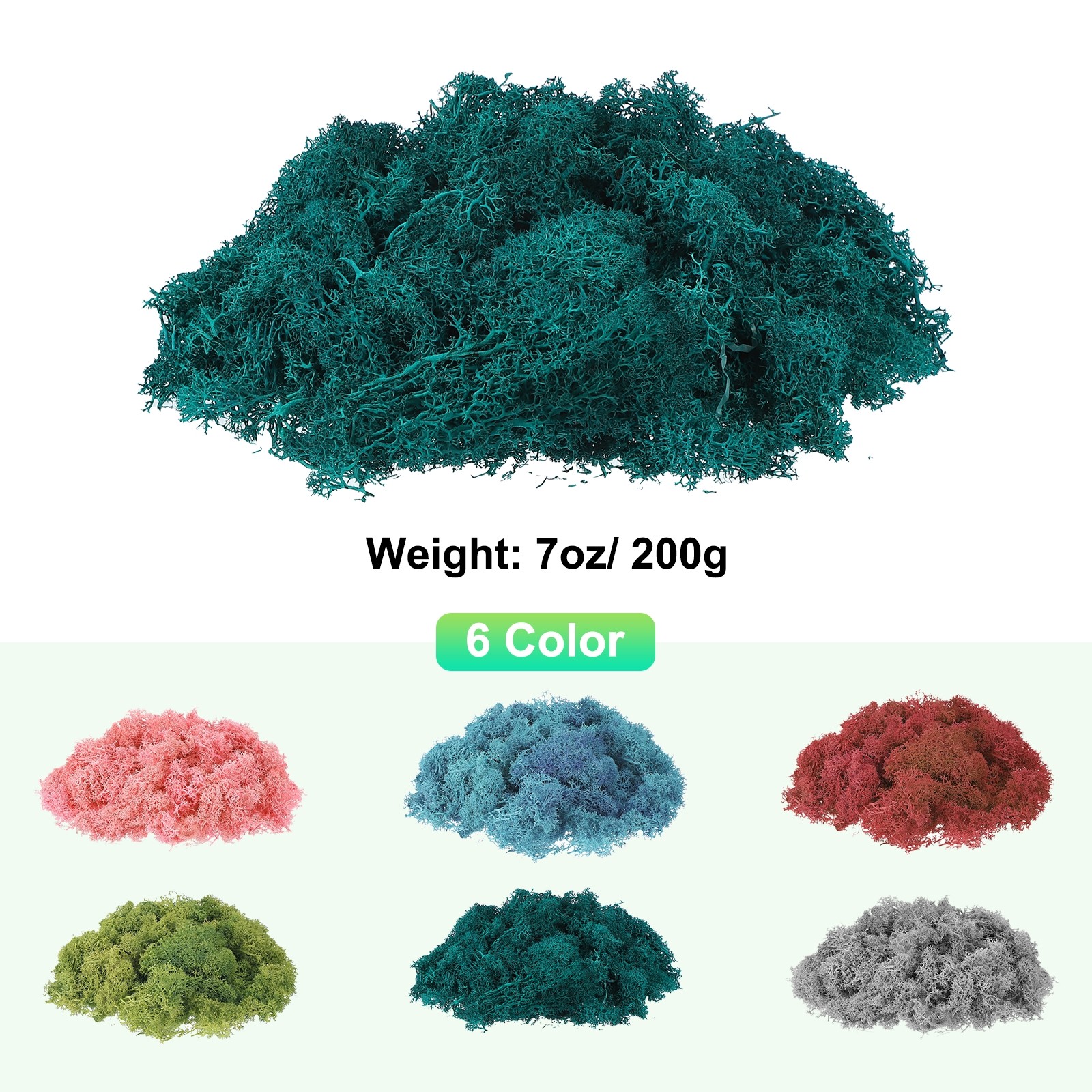 7oz Fake Preserved Reindeer Moss, Blue Green