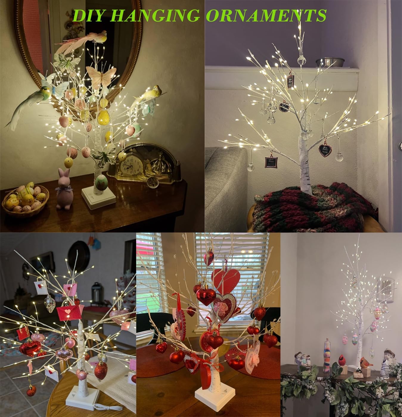 2FT Fairy Birch Tree with 144 LED Lights Artificial Tree Lamp with Timer for …