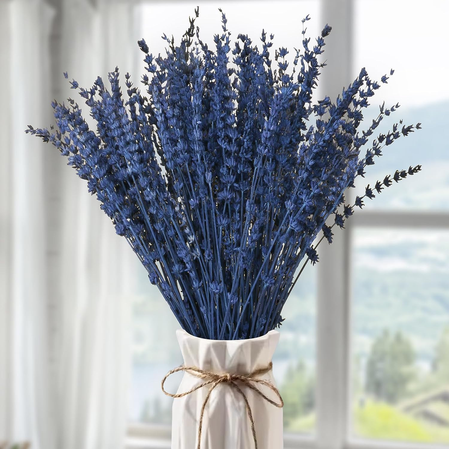 Dried Blue Lavender Flowers Bundle-Dried Preserved Lavender Bouquet 180+ Stem…
