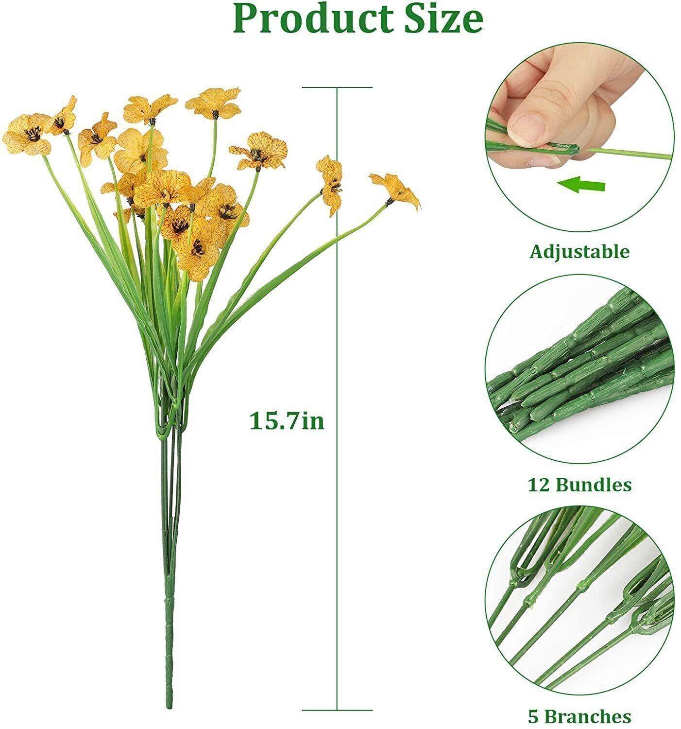 Artificial Flowers Plants Plastic Fake UV Resistant Home IN+Outdoor Garden Decor