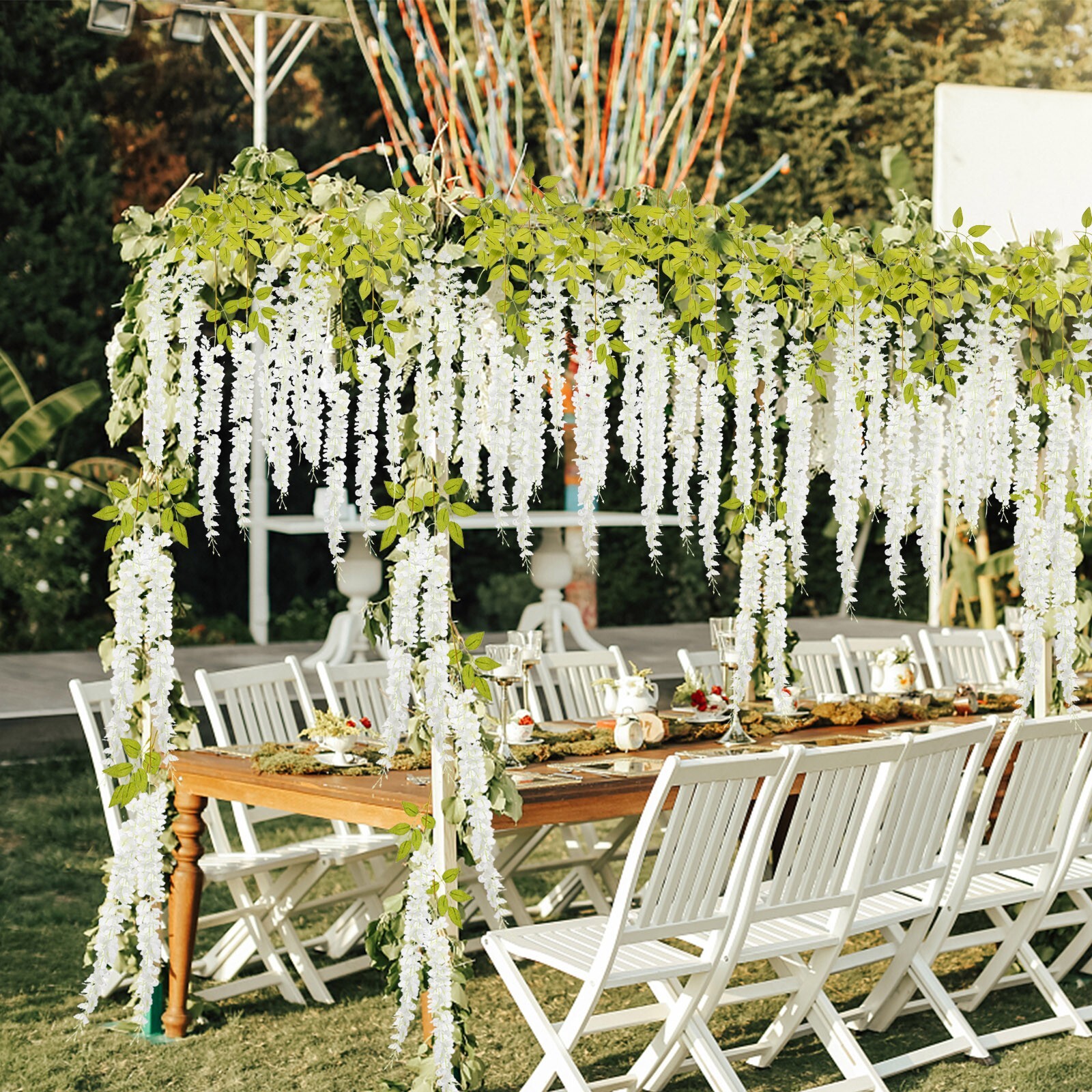 EZFLOWERY 6 Pack 3.6 Feet Artificial Wisteria Vine Hanging Flowers Garland Silk