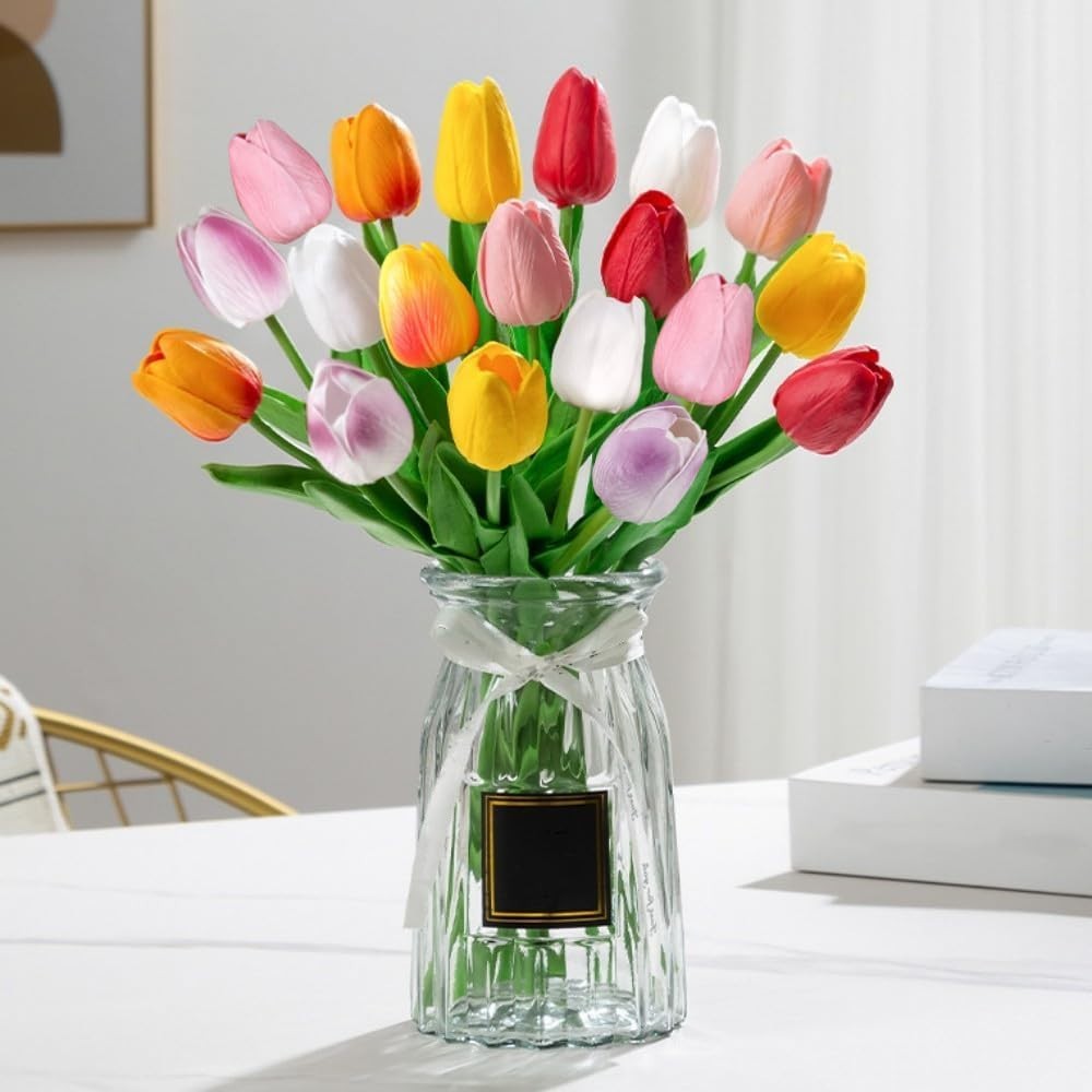Dust Resistant Realistic 12 Pcs Artificial Tulips – Timeless Home Arrangement