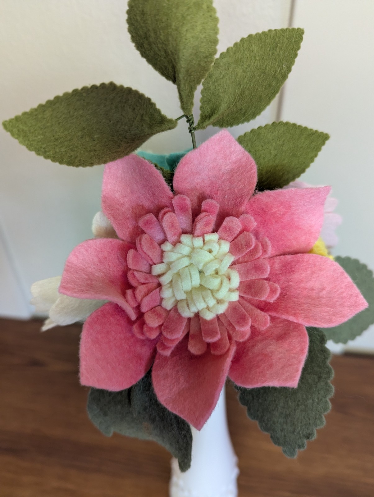 Beautiful Hand Cut Wool Blend Felt Flower Bouquet Gift Wrapped/Great Gift Idea!