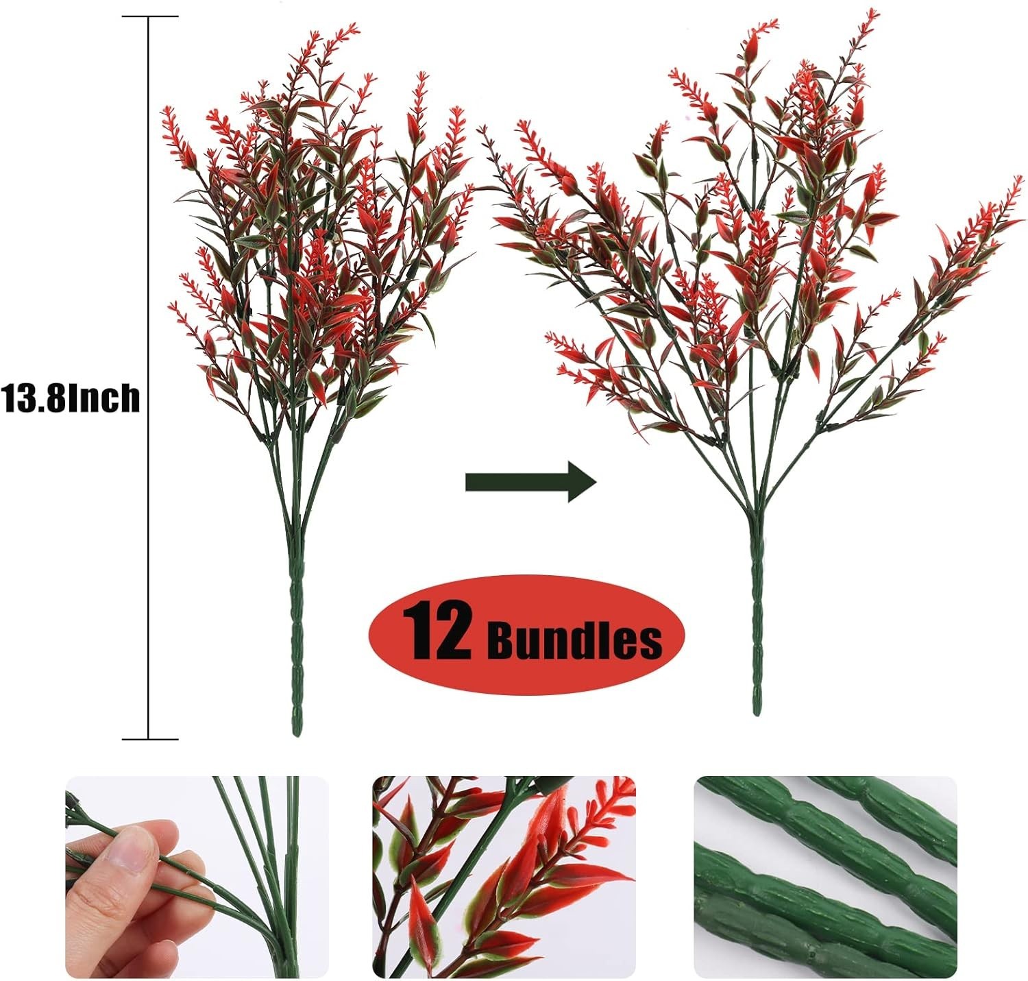 Vibrant Orange Artificial Lavender – 12 UV Resistant Bundles for Every Occasion