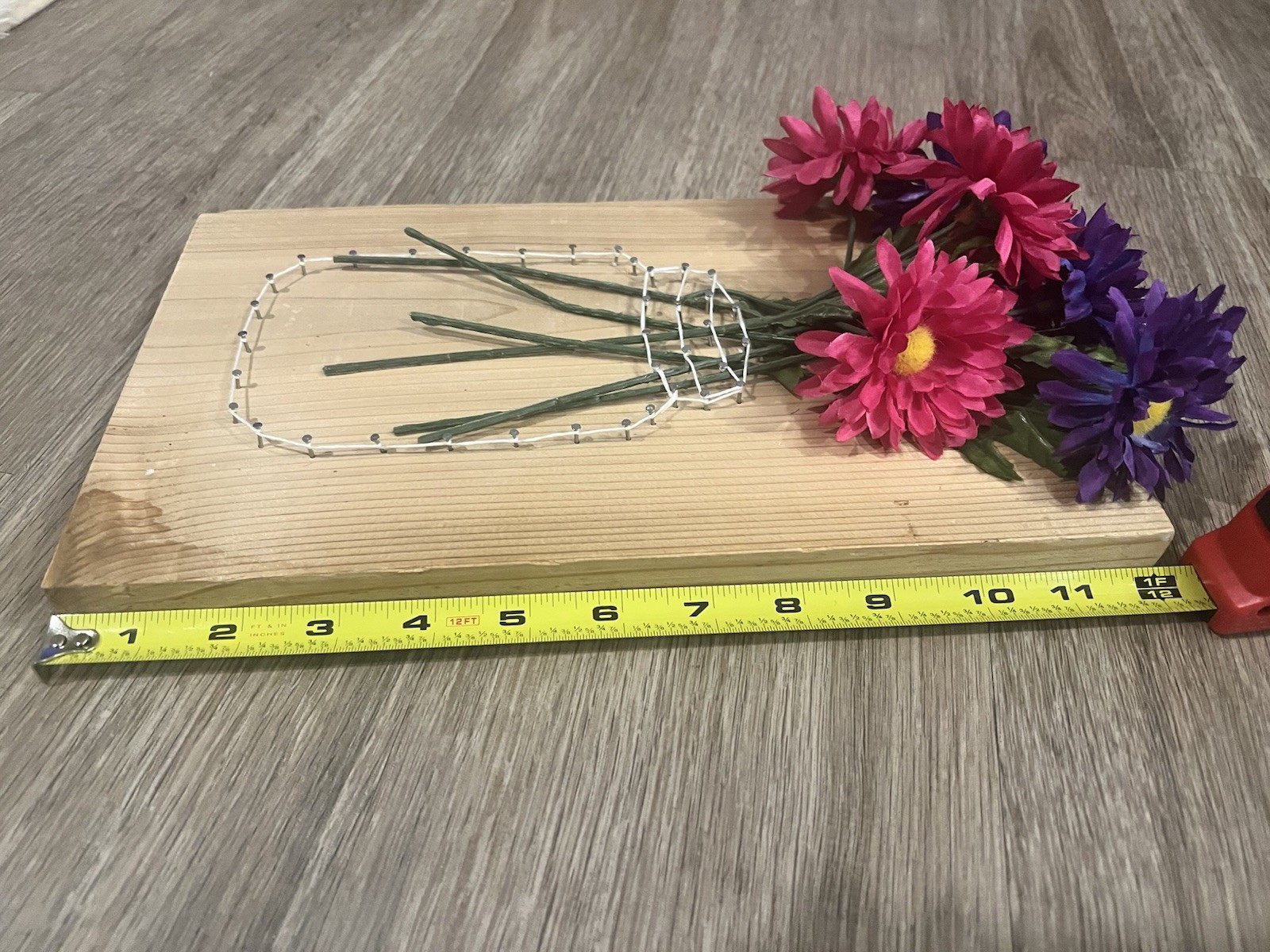 Pink & Purple Flower Bouquet Mason Jar Wood Spring Home Decor.