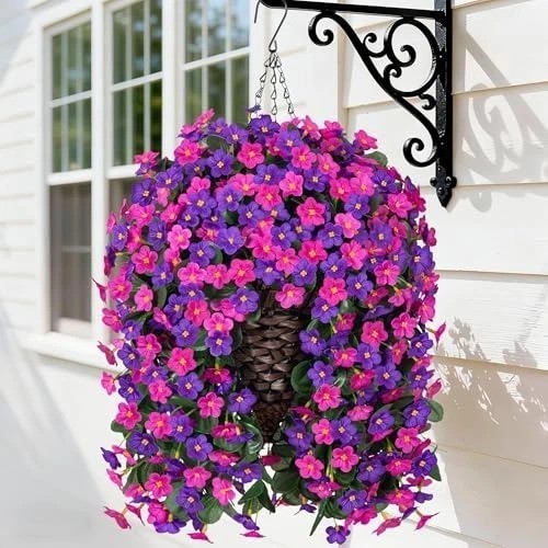 Stunning Faux White Morning Glory Hanging Basket – Simple Assembly & No Watering