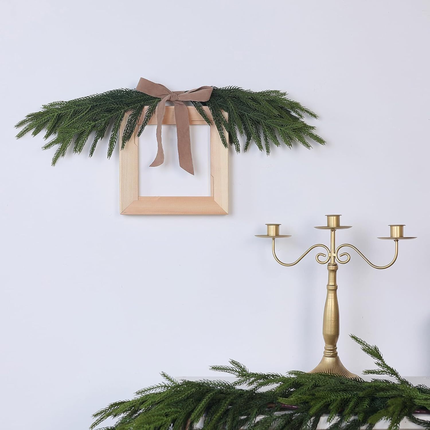 16 Pcs Christmas Norfolk Pine Branches, 18 Inch Real Touch Artificial Norfolk