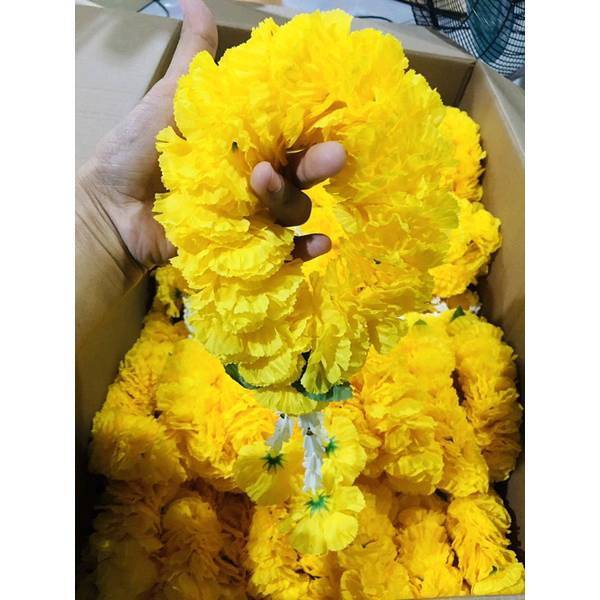 Hang Phuang Malai Artificial Thai Marigold Flower Fabric Mini Round Garland Gift