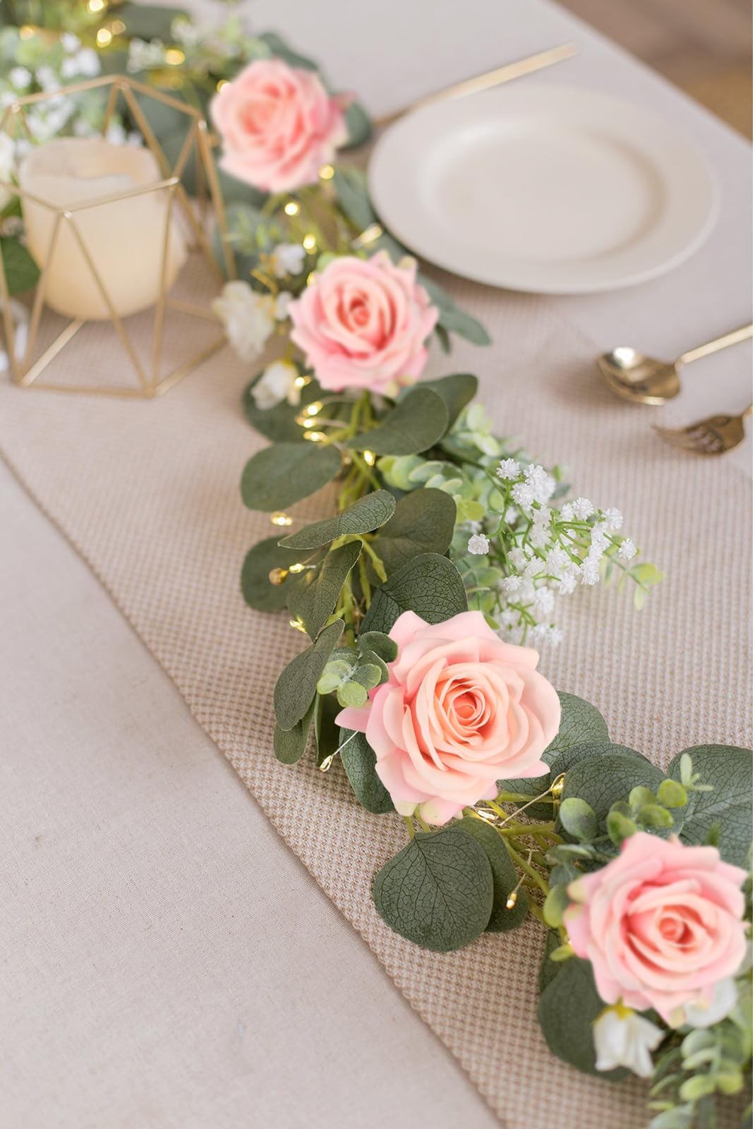 Real Touch Pink Rose Artificial Flowers 3Pcs Latex Faux Roses with Long Stem …
