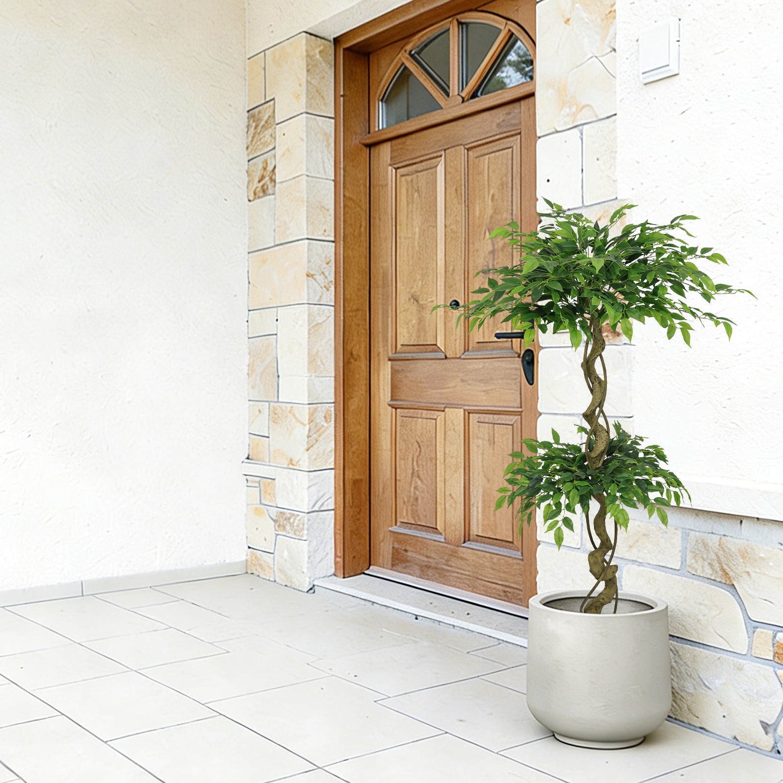 Artificial Ficus Tree 5.2ft Lifelike Fake Banyan with Pot for Home Decor