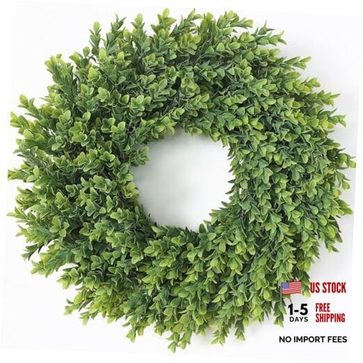 26″ Artificial Boxwood Wreath for Front Door – Large Faux Plant Fake Greenery
