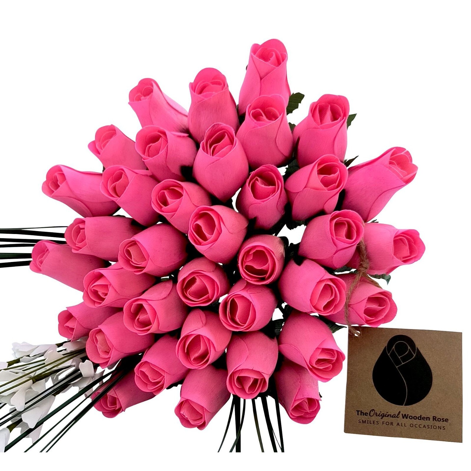 Pink Breast Cancer Awareness Flower Bouquet. The Original Wooden Rose 1, 2,3 Doz