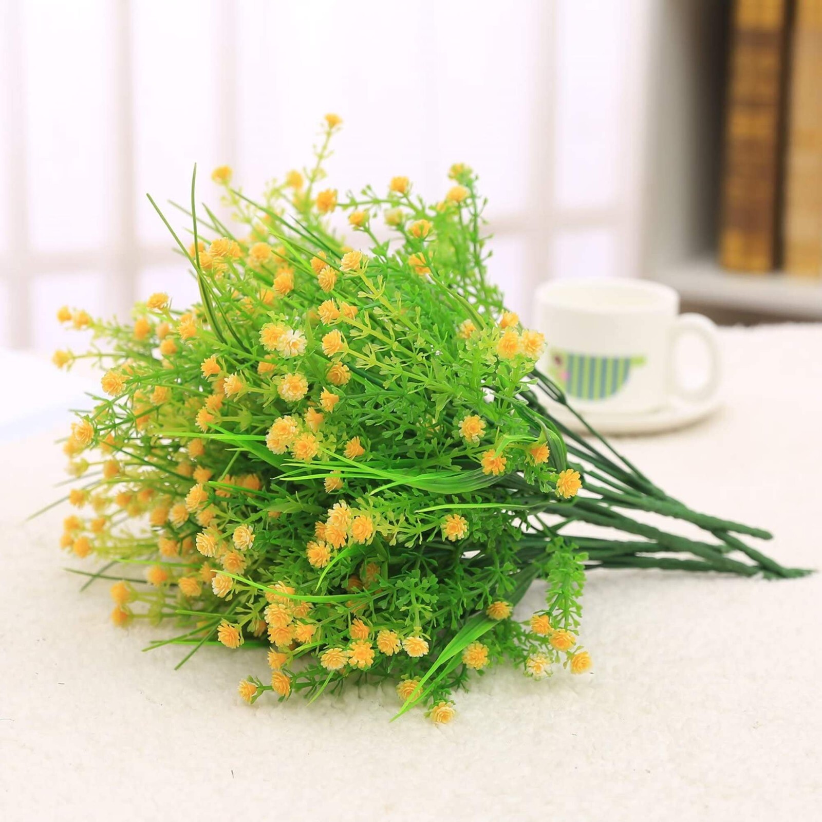 Outdoor Indoor Artificial Flowers Baby Breath Fake Flowers UV Resistant Yellow