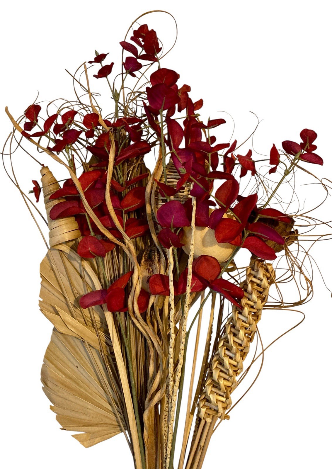 Boho Dried Flower Arrangements 2 Bunches Palm Spears Eucalyptus Seed Pods Decor