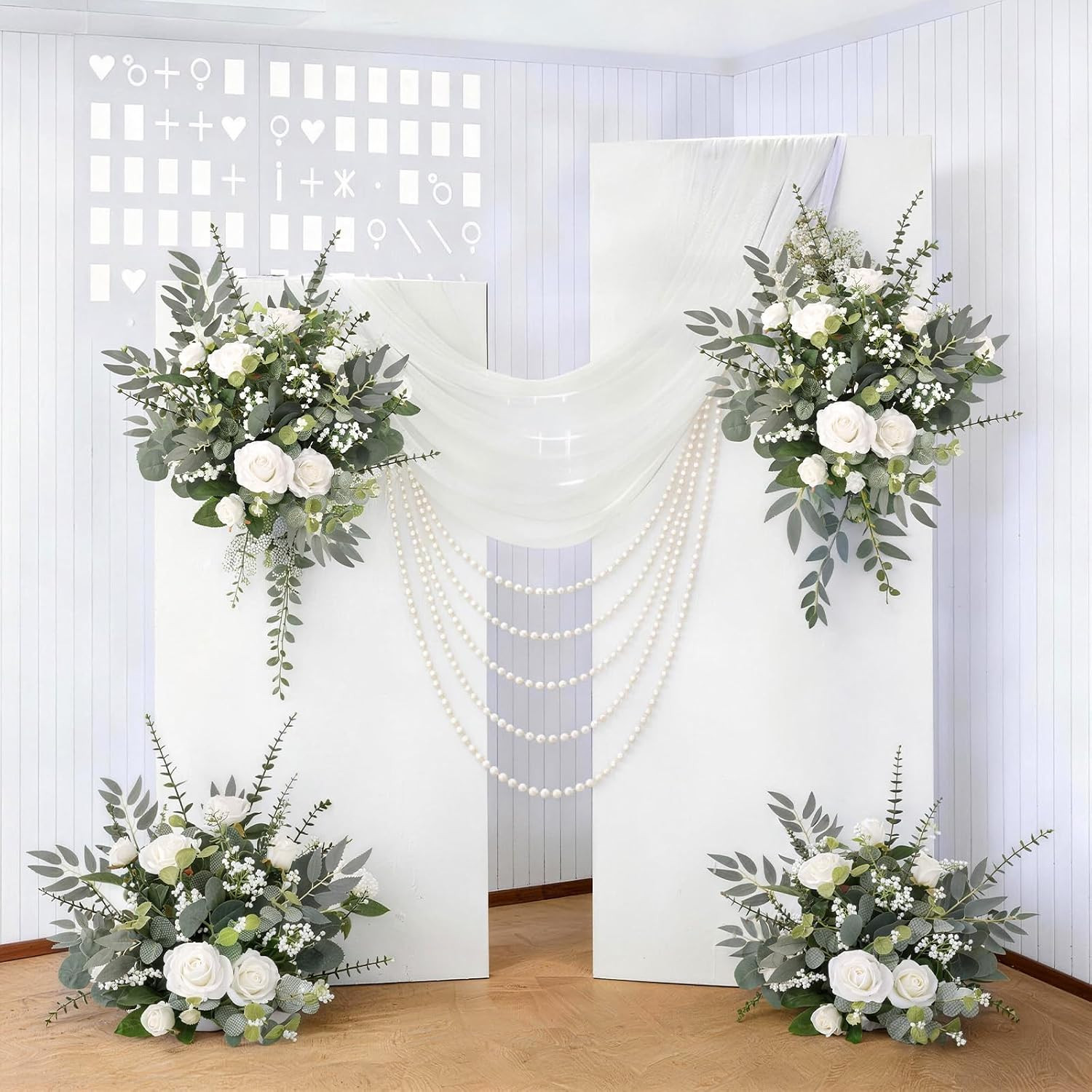 Artificial Eucalyptus & White Roses – 110 Pcs for Wedding Decor & Bouquets