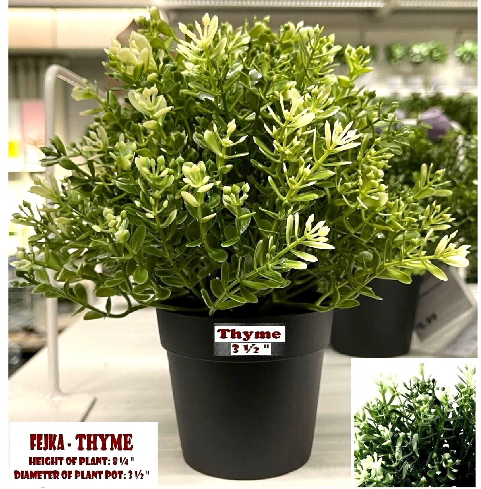 IKea FEJKA Artificial Potted Plant THYME 3 ½ ” Indoor/Outdoor Brand New