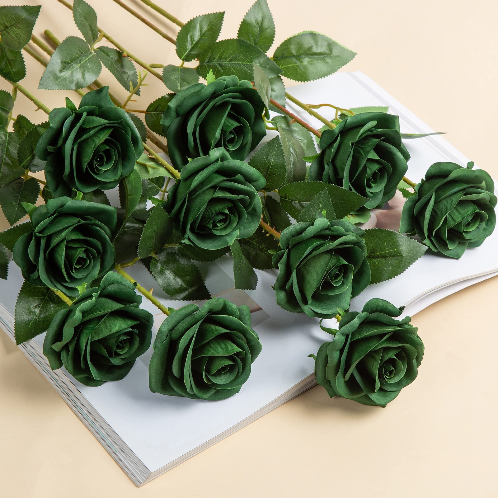 10pcs Fake Roses Artificial Silk Flowers Faux Rose Flower Long Stems Bouquet …
