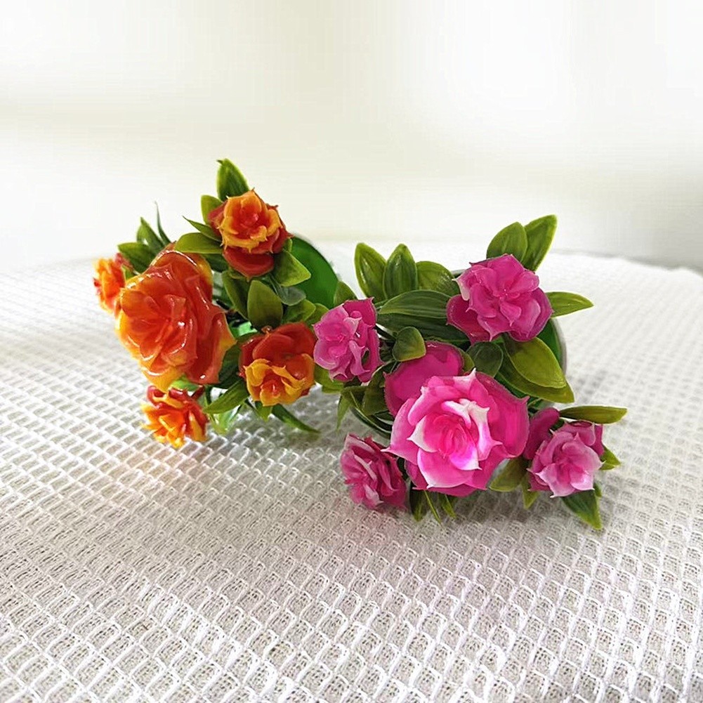Compact Artificial Roses 14cm Tall with 12cm Width for Small Space Decor Needs