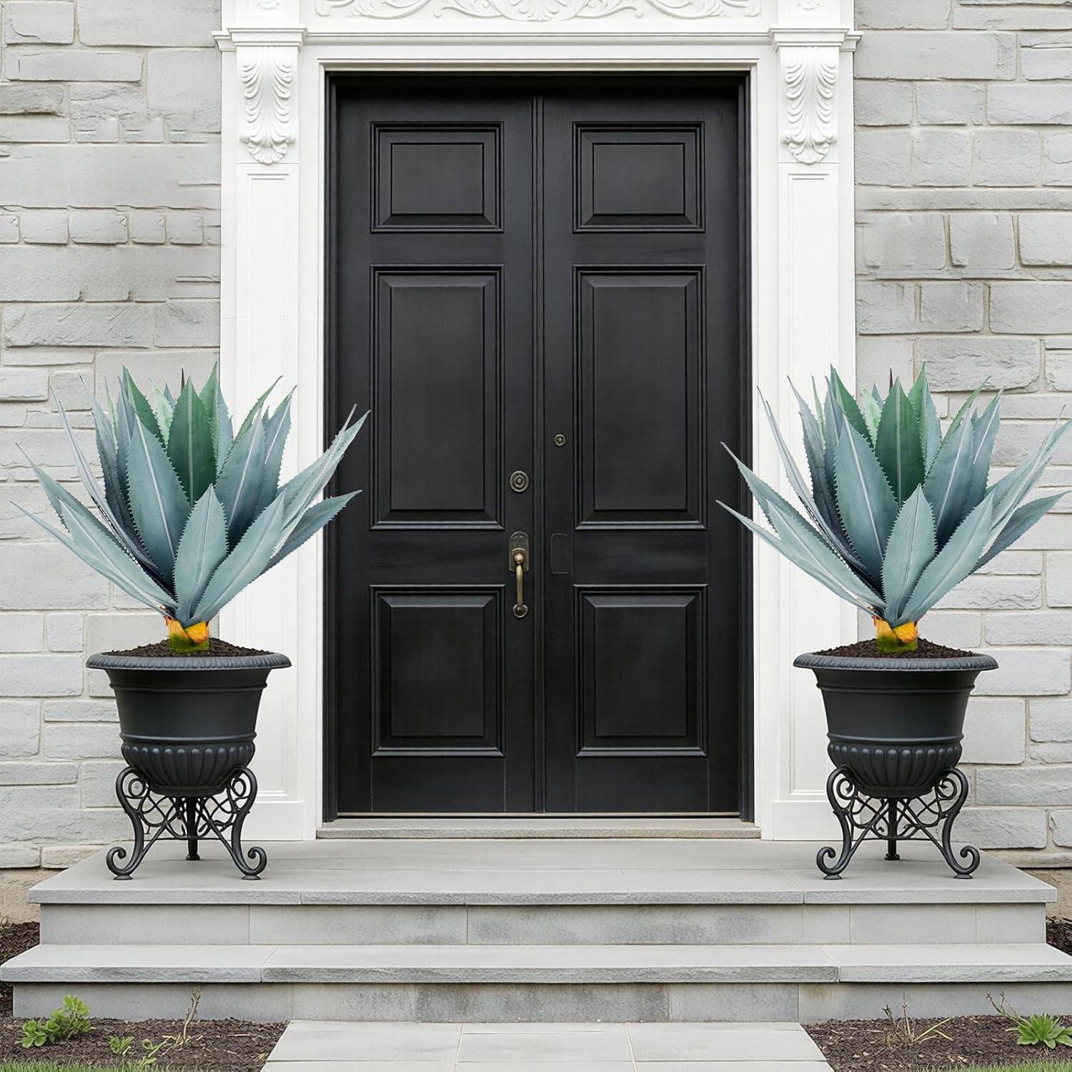 UV Resistant 23″ Artificial Agave Plant – 2 Pack Faux Succulents for Home Decor
