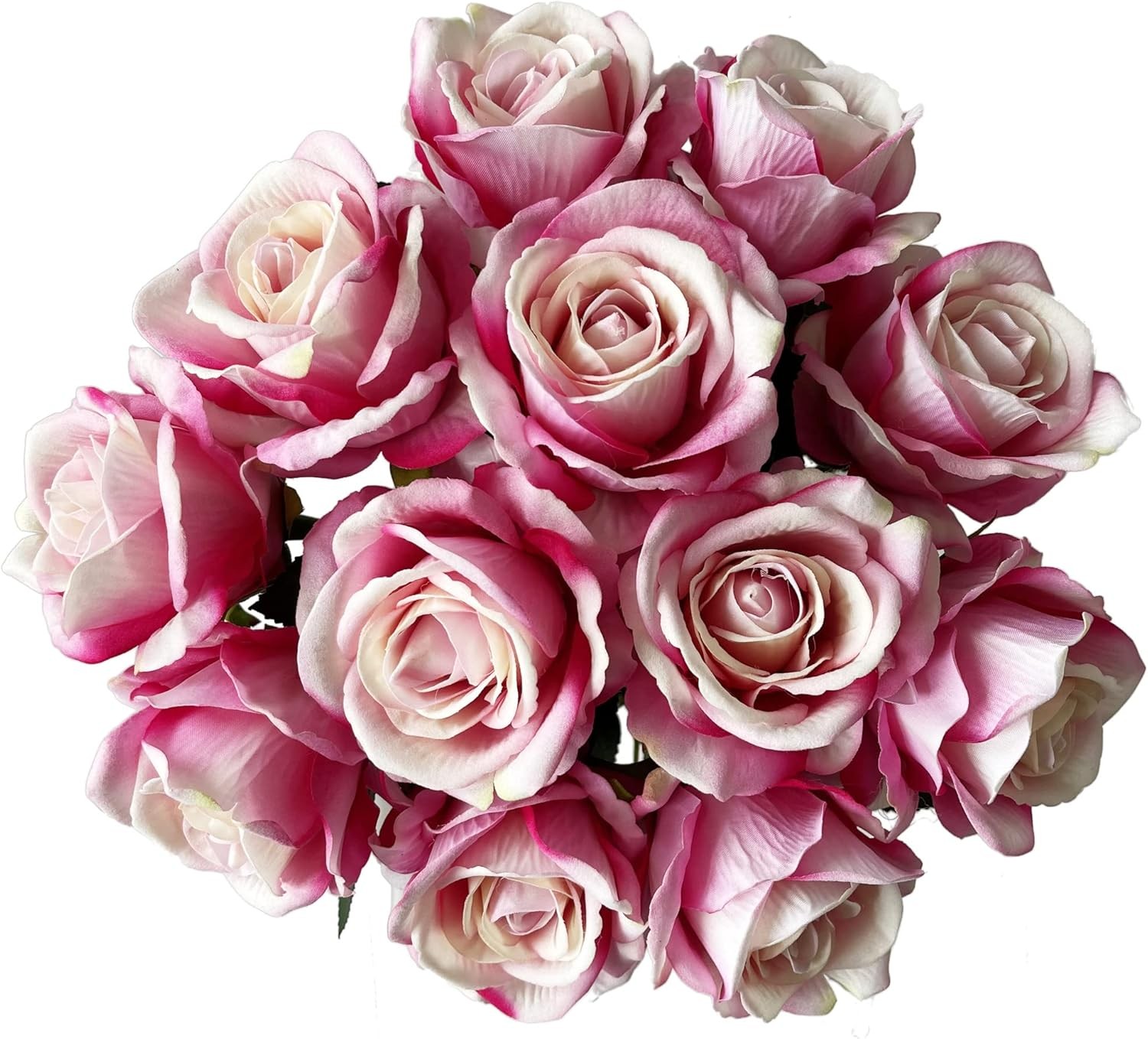 UKELER Artificial Rose Flowers Dark Pink 12 Pcs Blossom Rose Flowers Real Touch