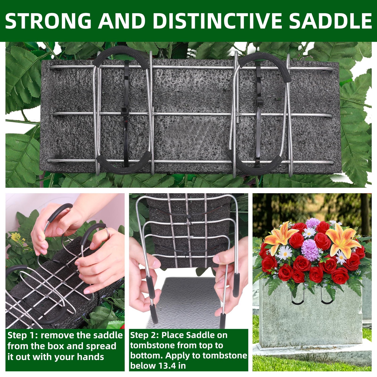 Lodou Artificial Cemetery Flower Saddles,Headstone Saddles for Graves,Lily Ro…