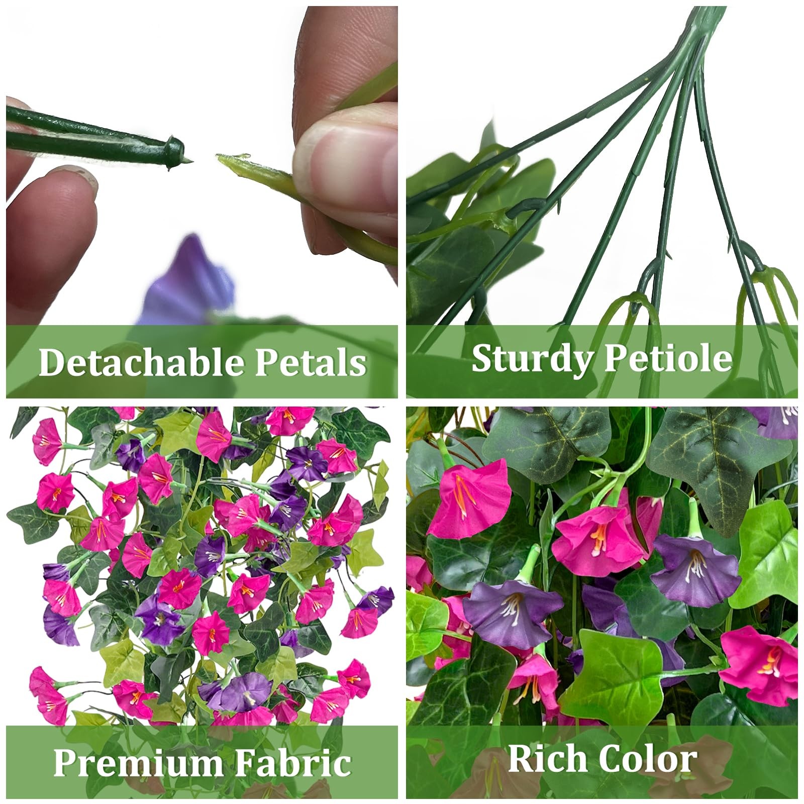 Grandeal Artificial Fake Hanging Flowers Plants, Faux Silk Morning Glory with…