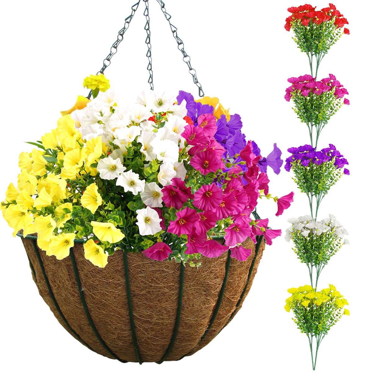 Bundles Artificial Flowers for Outdoors UV Resistant Silk Fake Flower Faux Decor