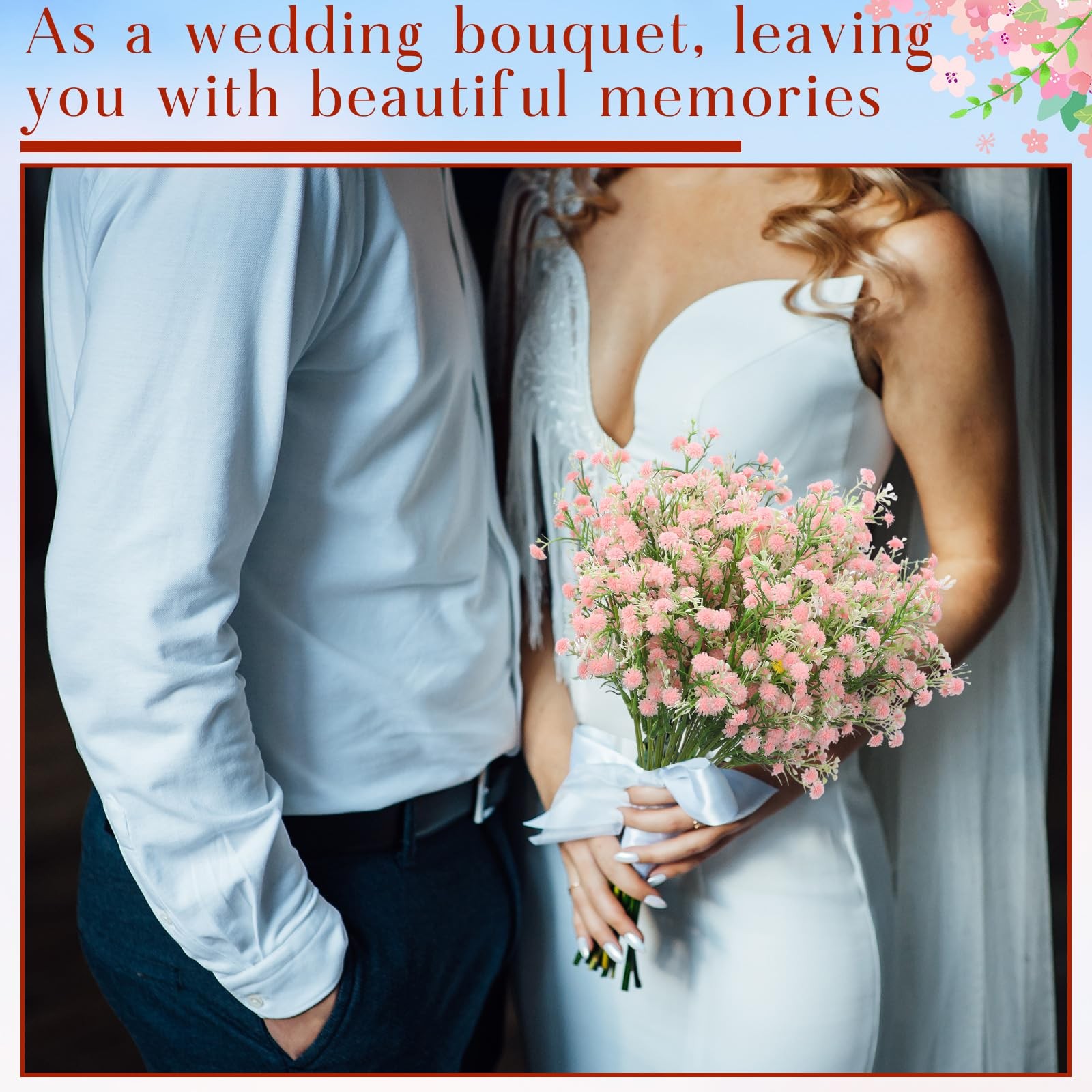 12 PCS Light Pink Baby’s Breath Artificial Flowers Faux Gypsophila Bouquet