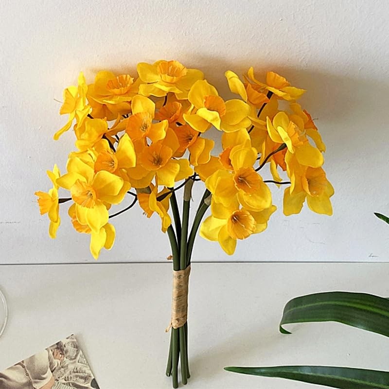XIZHI 18 Pcs Artificial Flowers White Artificial Daffodils Flowers Real Touch…