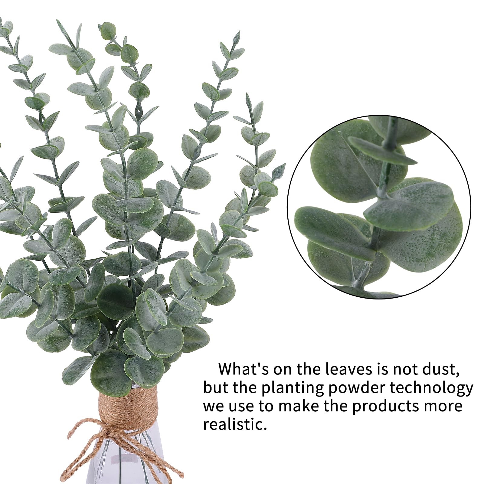 24pcs Eucalyptus Stems Artificial Eucalyptus Leaves Fake Greenery Branches Fa…
