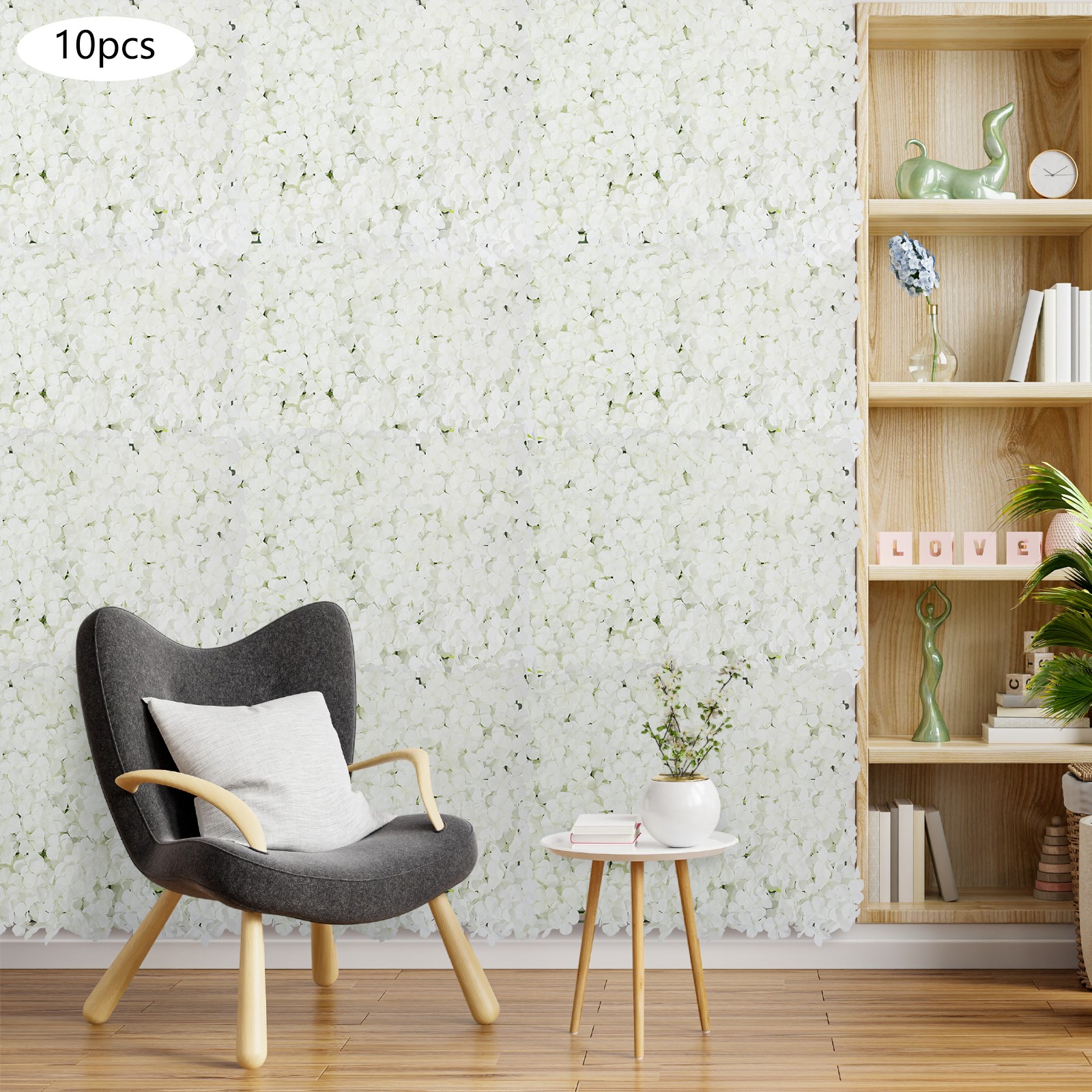10 PCS Flower Wall Panel 24″ x 16″ Decorative Hydrangea Flower Panels Wall