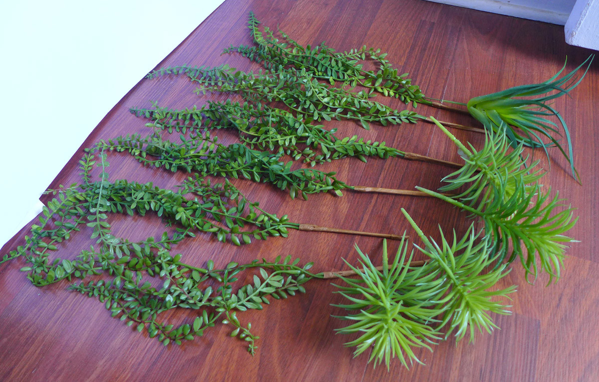 Set of 11 Pcs Artificial Plants Mini Pine Tree And Small hangs grass Succulents