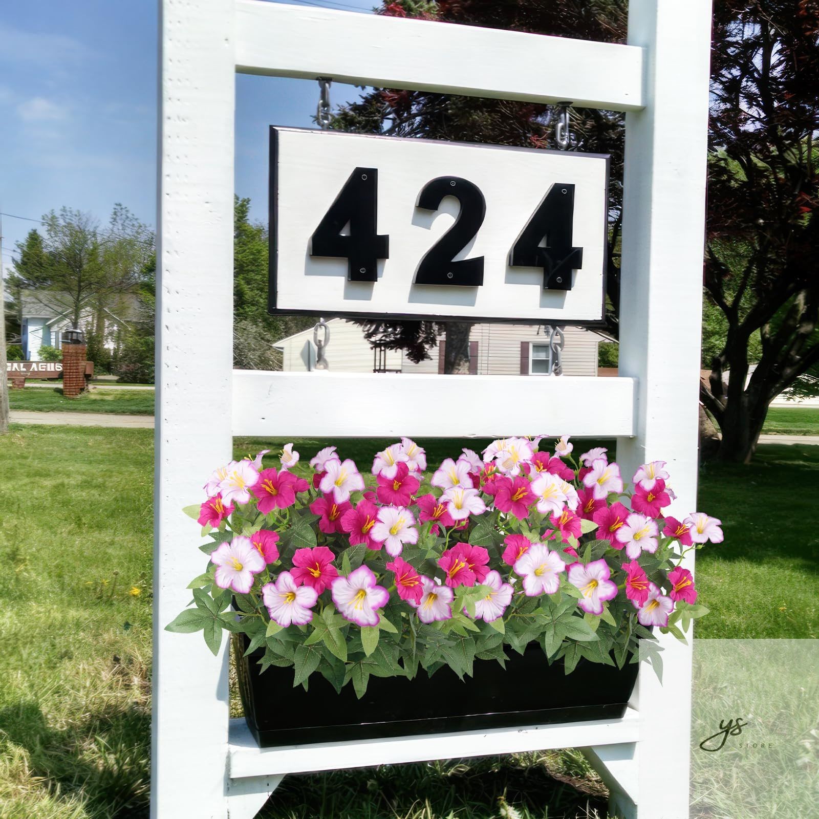 2Pcs Artificial Flowers for Outdoors Fake Plants Outside Spring Summer Decoratio