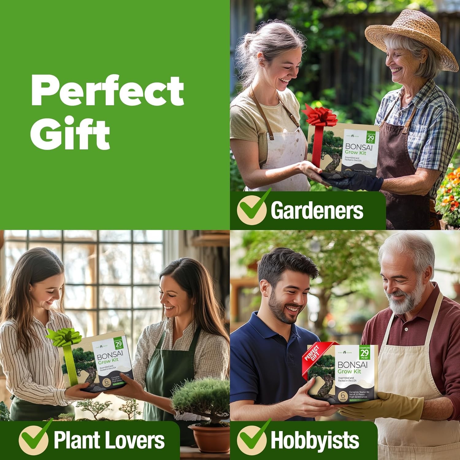 HOME GROWN 𝗨𝗦𝗔 Bonsai Tree Kit – 6 Heirloom Varieties Master