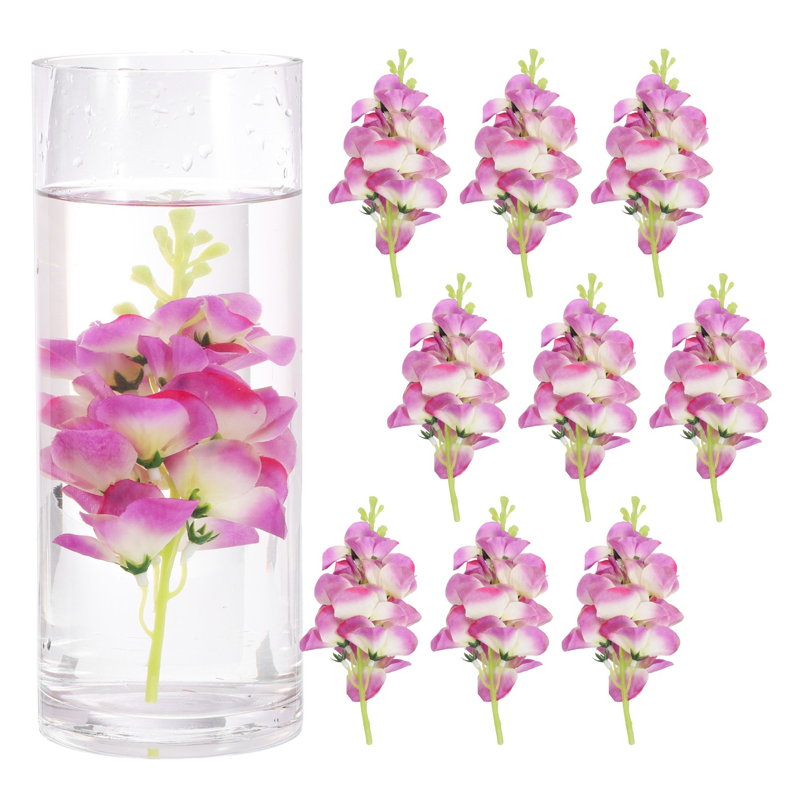 10 Pcs Floating Flowers for Centerpieces Artificial Hydrangea, Magenta