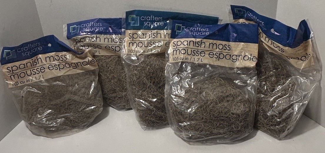 FLORAL SPANISH MOSS for Artificial Arrangements – 105 Cu. In. – LOT (5) – NEW!!!