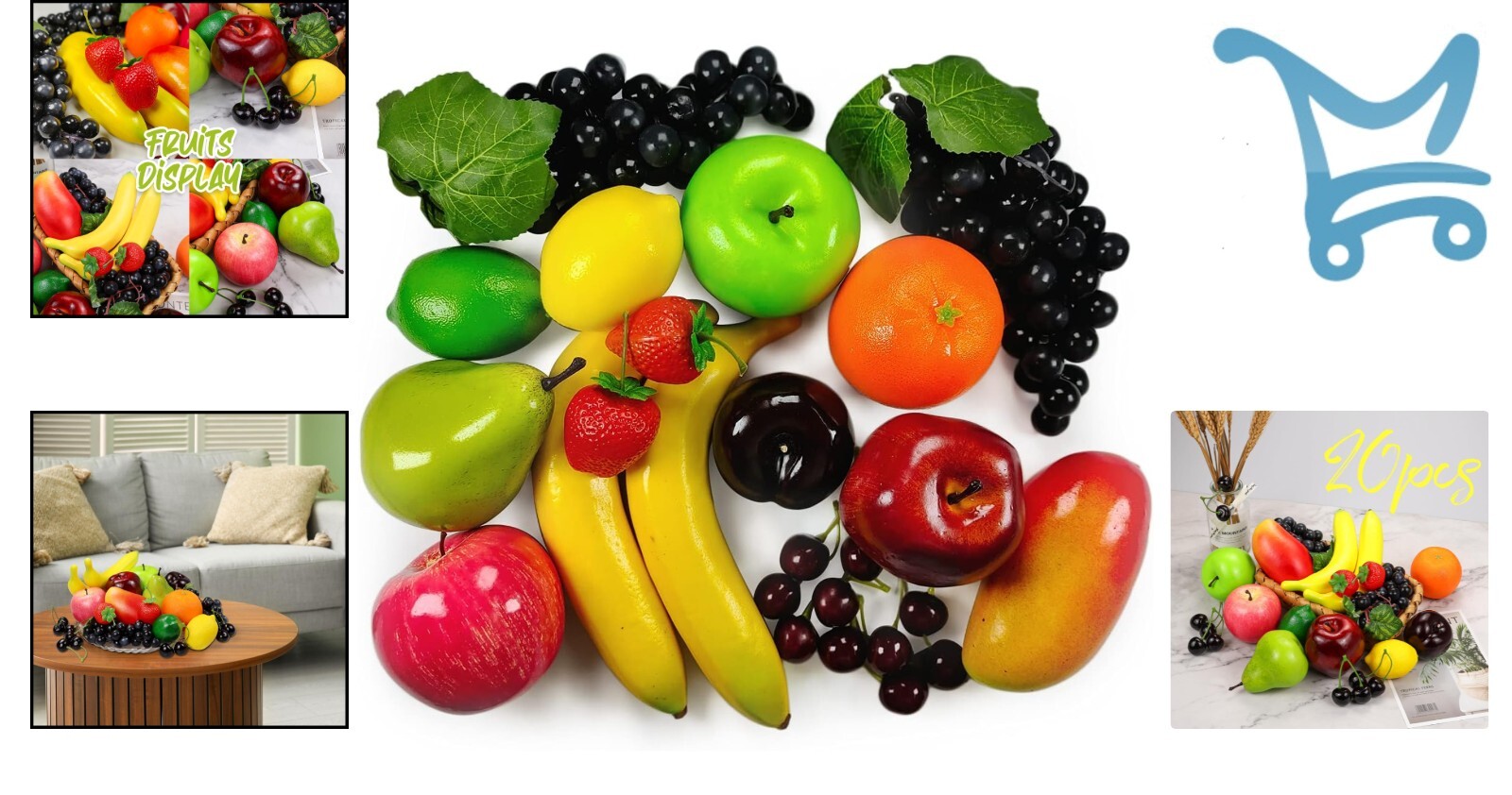 Artificial Fruits Set 20 Pieces for Home Decor Party Christmas Photo Props