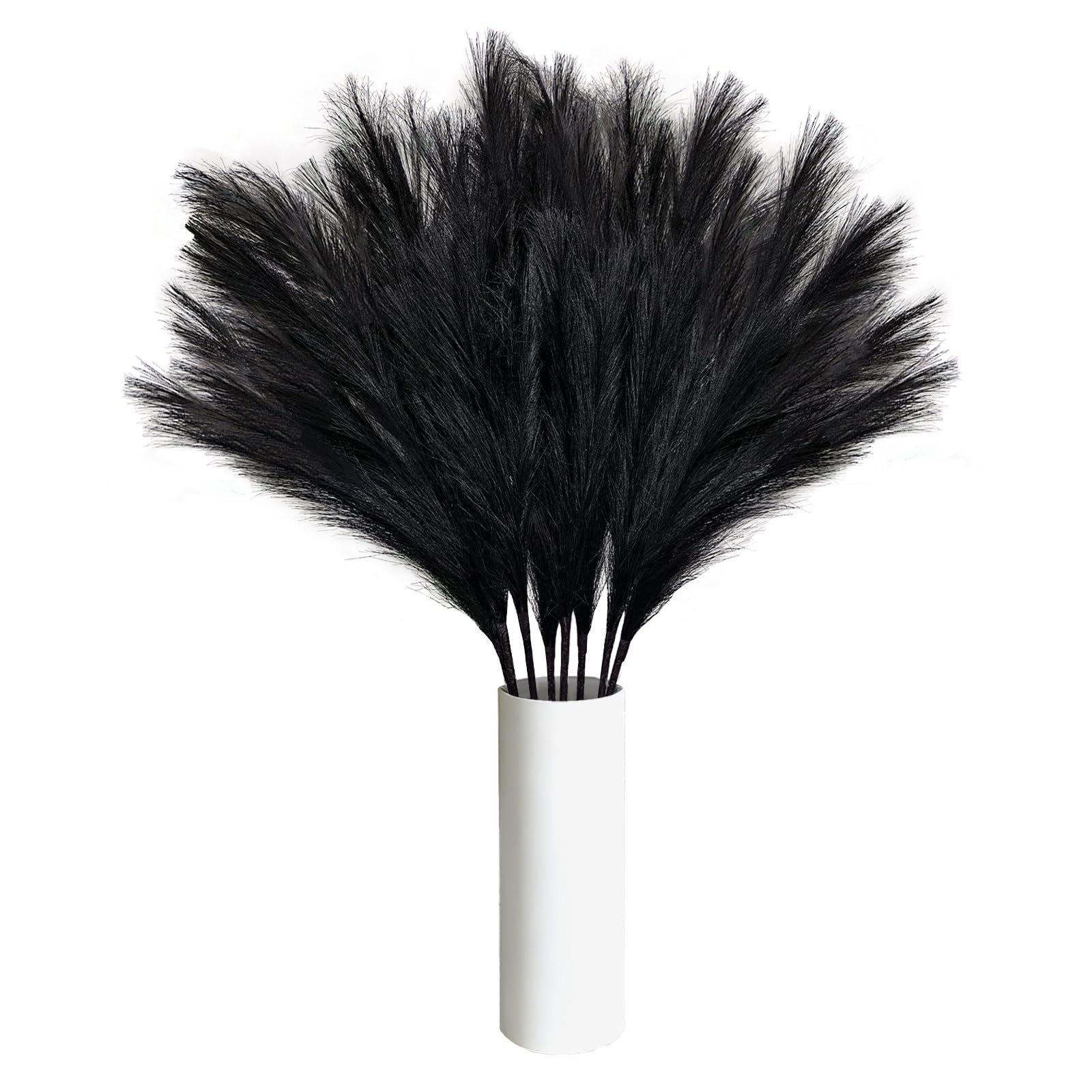 8Pcs Faux Black Pampas Grass Decor Tall, 35.4” Fluffy Artificial Pompous Gras…