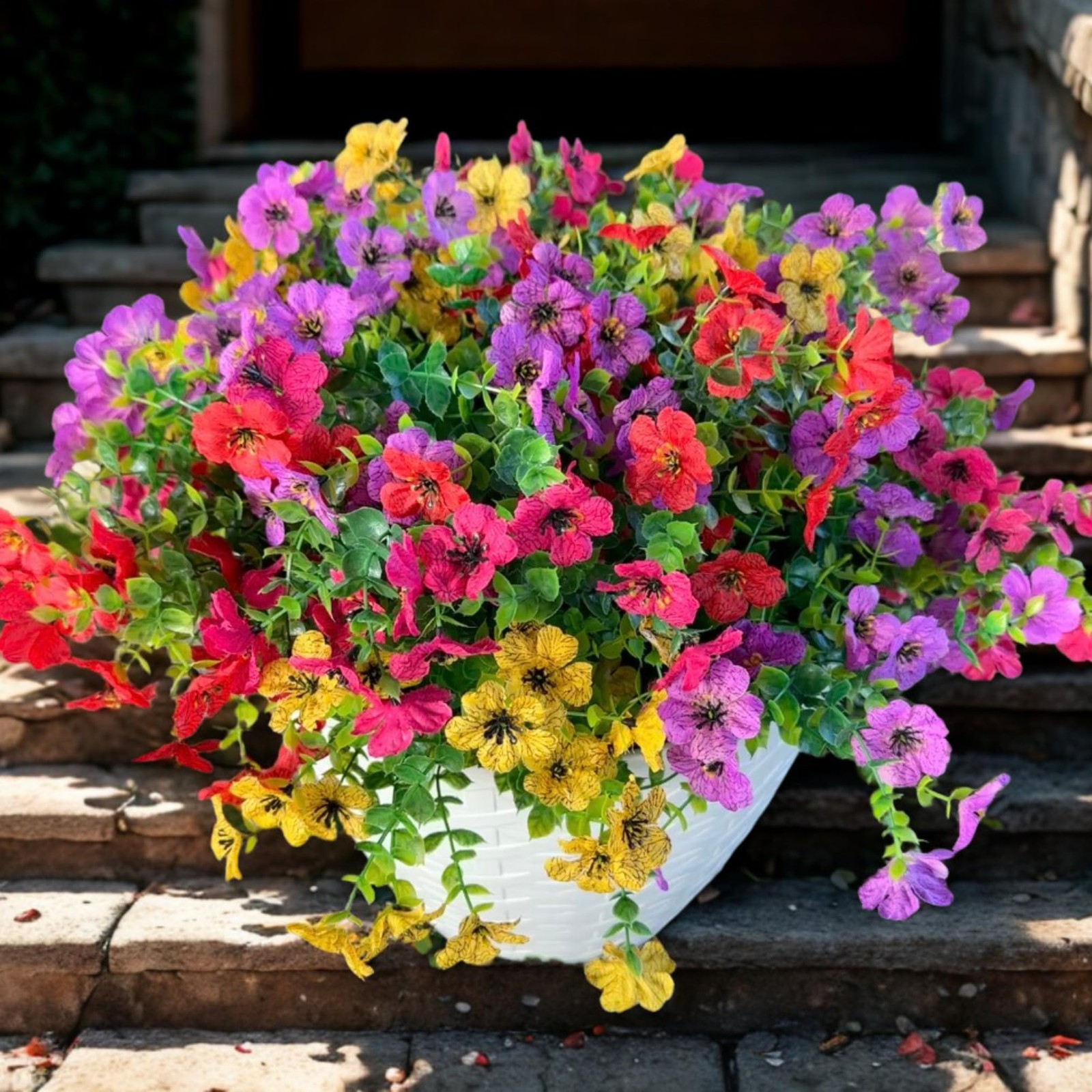 UV Resistant Artificial Flowers for Outdoors, 12 Bundles Faux Silk Daisies wi…