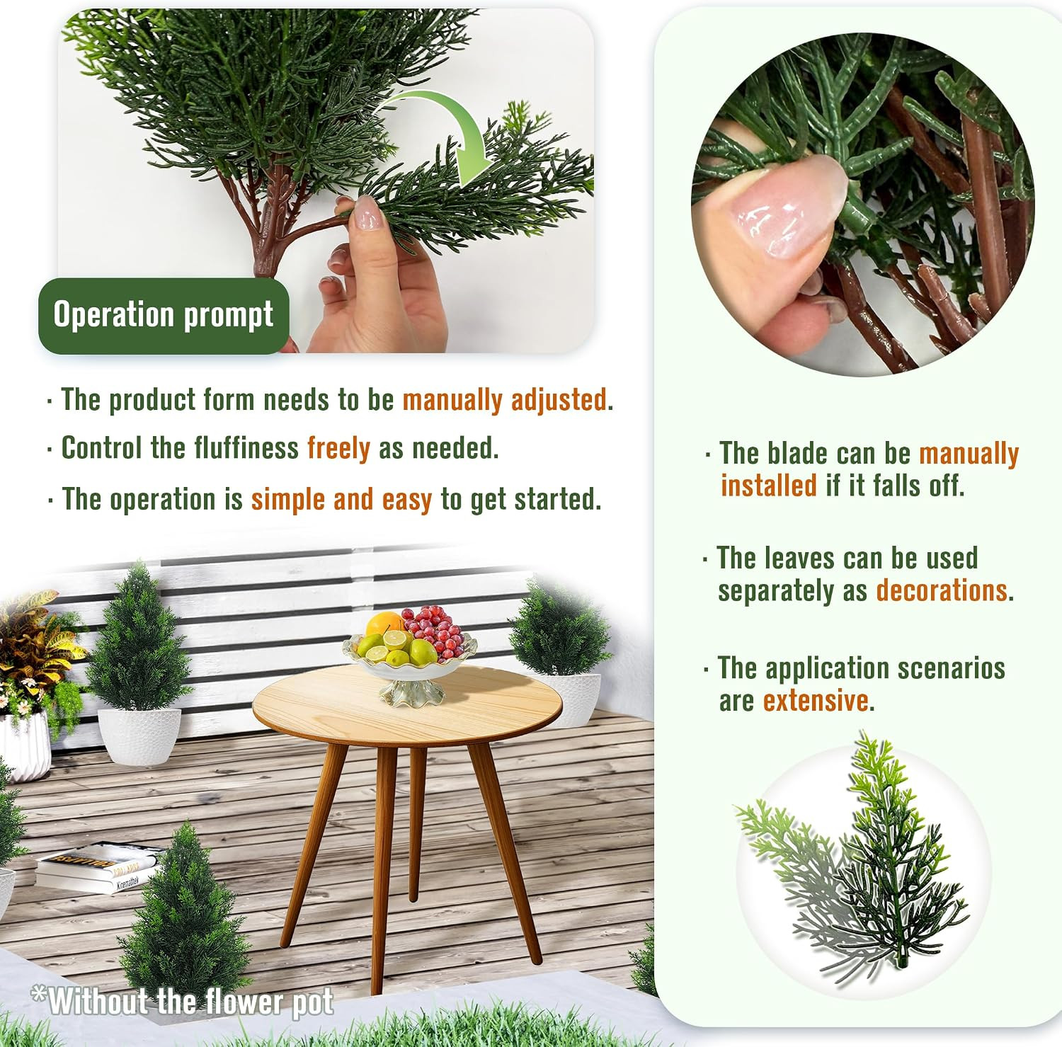 20 Inch (2 Pack), Artificial Cedar Topiary Plants, UV Resistant | Faux Pine Stem
