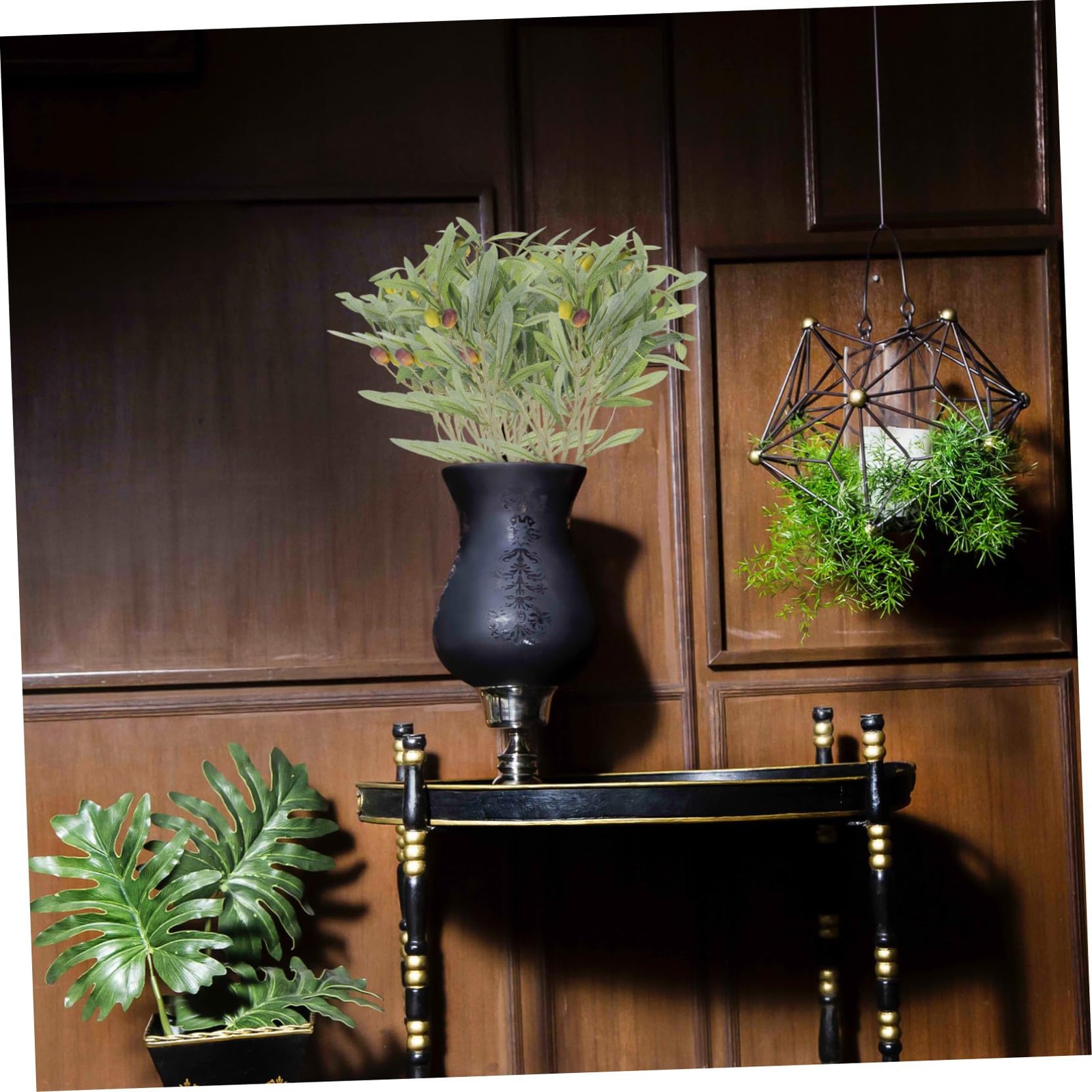 2Pcs Artificial Olive Branch Decoration 12.79In Faux Green Leaves Stems for I…