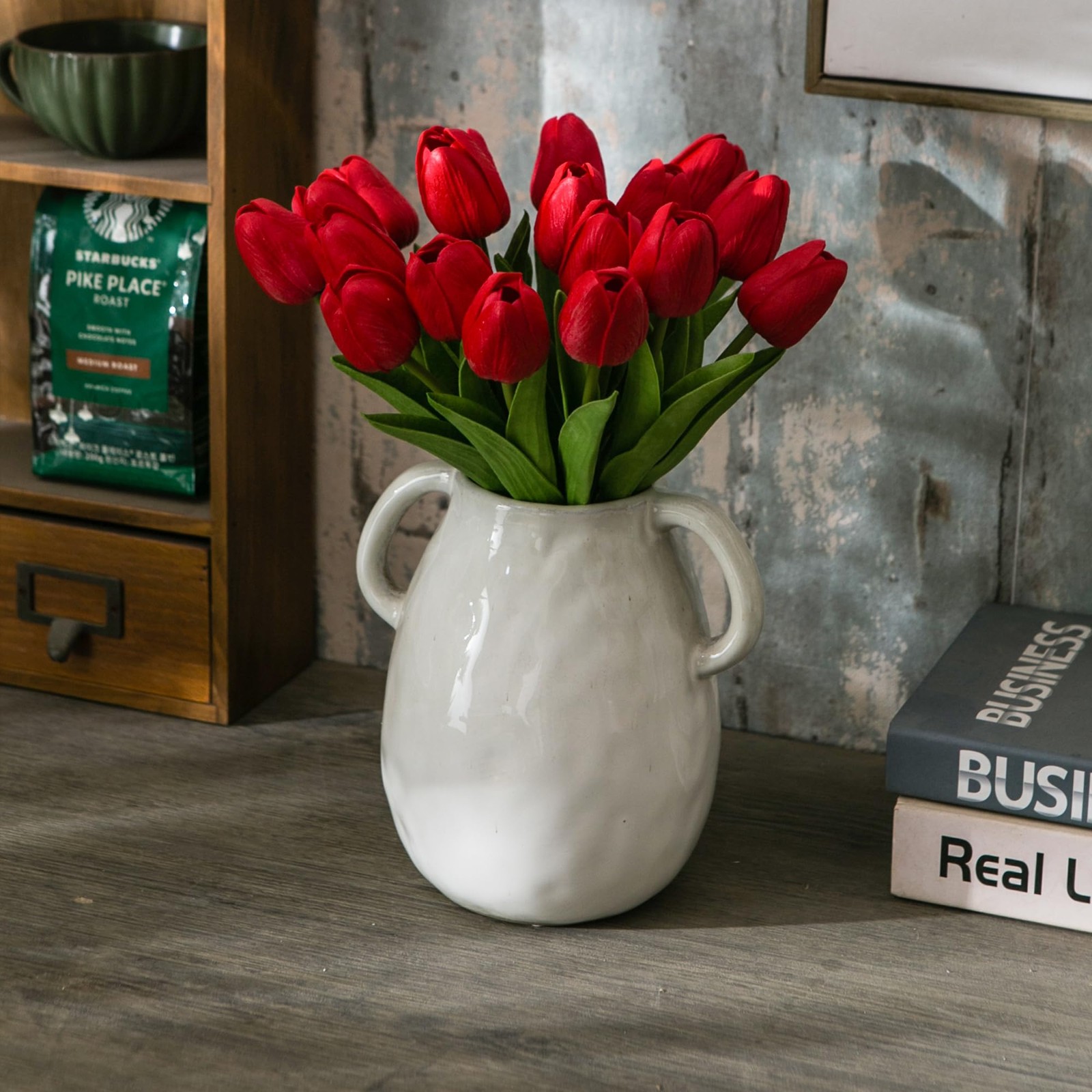 20 PCS 13 Inch Red Artificial Tulip Flowers Silk Fake Bouquets Home Decor